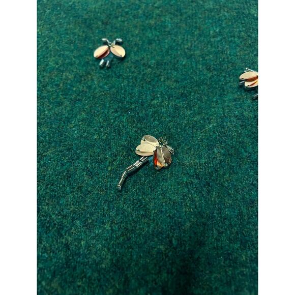 H&M Emerald Green Lightning Bug Dragonfly Gold Beaded Fairy Sweater Sz S - Picture 8 of 8